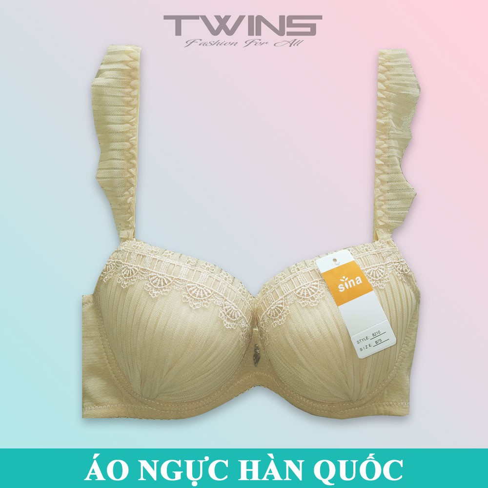 Áo ngực nữ ren nâng ngực tạo khe Sina 8210 có gọng mút vừa cúp xéo size 34-36-38