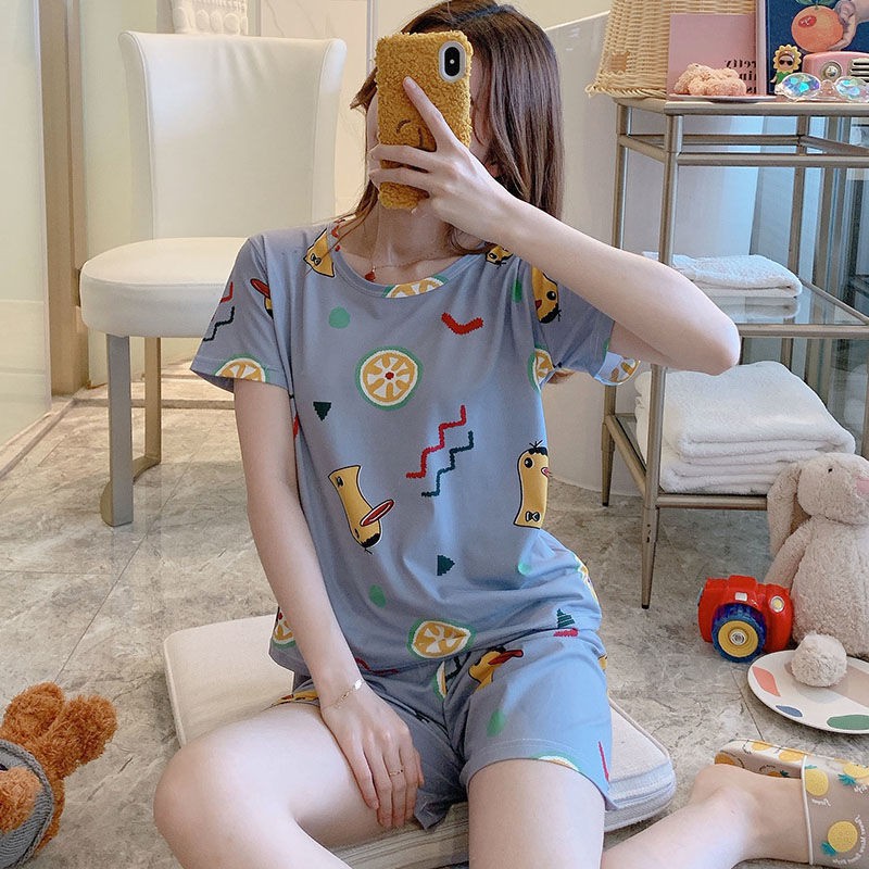 đồ ngủ❅ↂpyjama nữ ngắn tay mùa hè 2021 người nổi tiếng mới Net dịch vụ sinh viên Hàn Quốc tại nhà cộng với bộ đồ c