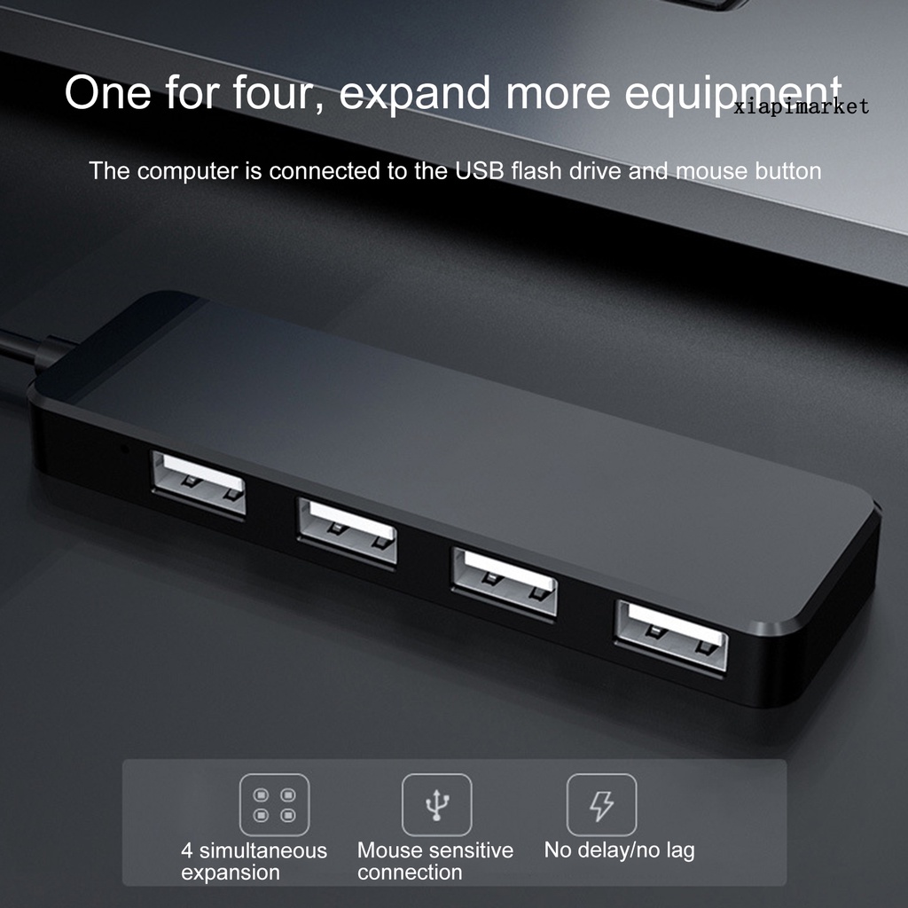 LOP_USB Hub 4-port High Speed USB2.0 480Mbps Compact Power Switch for Laptop