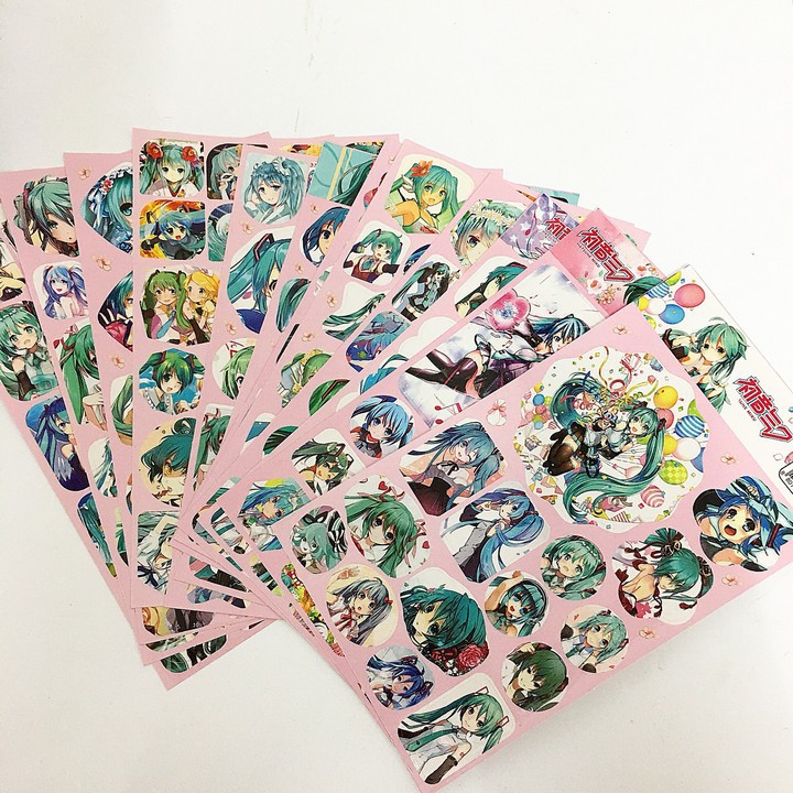 Ảnh dán 12 tấm sticker MIKU HATSUNE in hình anime chibi