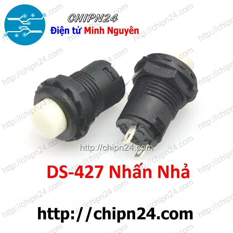 [2 CÁI] (KG1) Nút nhấn Nhả DS-427 Trắng (Đường kính 12MM)