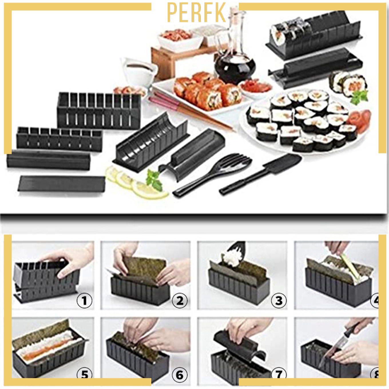 Bộ Dụng Cụ Làm Sushi 11 Món Kèm 4 Khuôn Làm Sushi