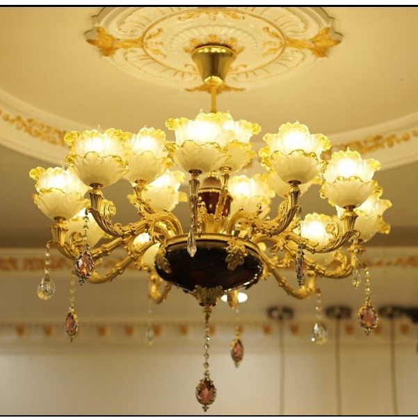 Đèn chùm trang trí nội thất IRELIA phong cách Châu Âu hiện đại loại 6, 8, 15 tay - Tặng kèm bóng LED cao cấp (ảnh thật)