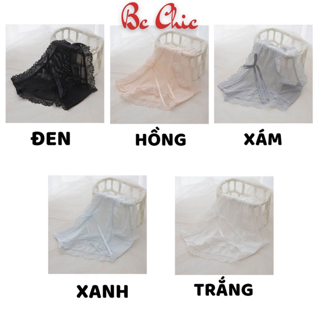 Quần Lót Nữ , Quần Lót Ren Viền Bèo xuyên thấu mềm mại thoáng mát đính nơ gợi cảm điệu đà mã 309 BC_CHIC LINGERIE