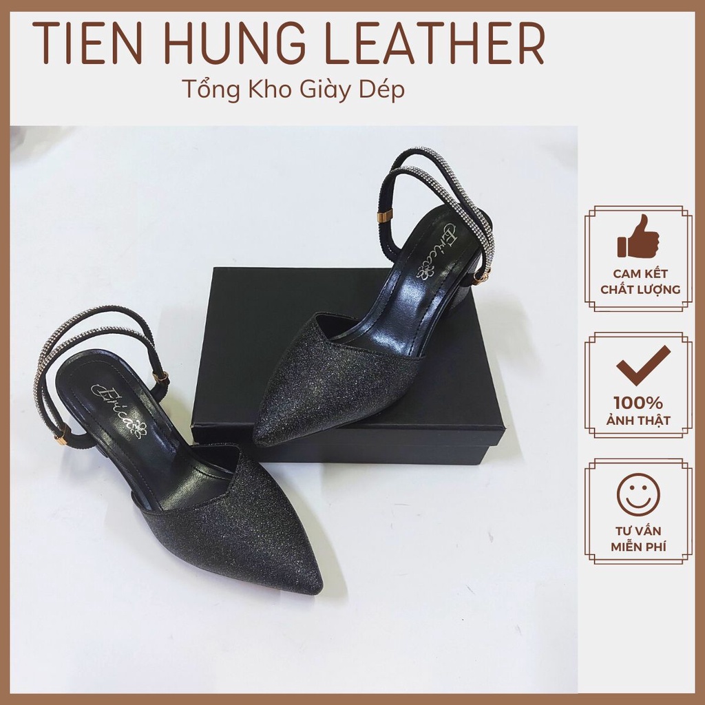 Sục nữ mũi nhọn gót vuông, giày cao gót thời trang Tiến Hùng TH2003