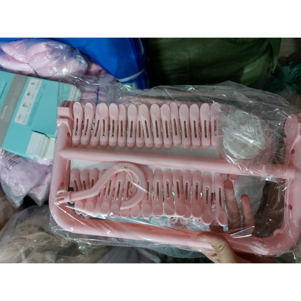 Móc chùm chữ nhật kèm 32 kẹp giúp phơi tất, phơi tã, phơi quần áo, phơi đồ nhỏ cho bé sơ sinh