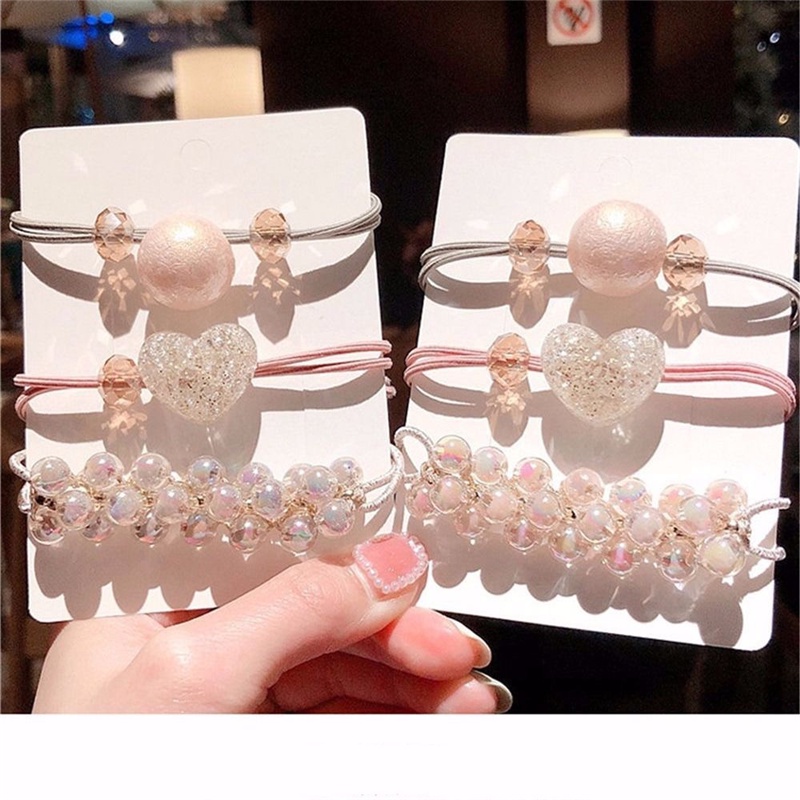 Set 3 Dây Cột Tóc Phối Ngọc Trai Giả Duyên Dáng Thời Trang Cho Nữ