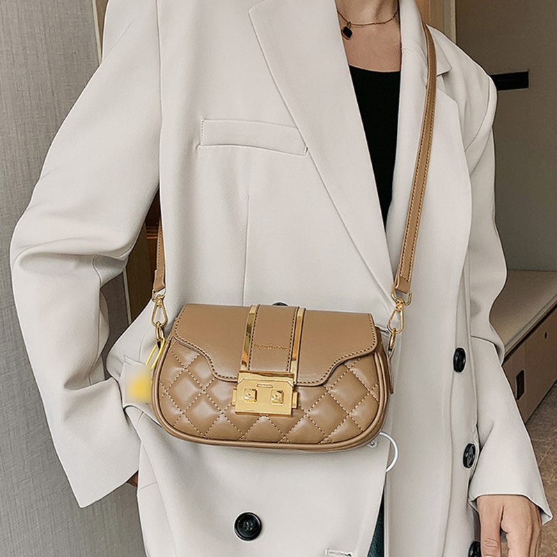 Ielgy Túi Xách Đeo Vai Có Khóa Cài Đính Kim Cương Cổ Điển Cho Nữ