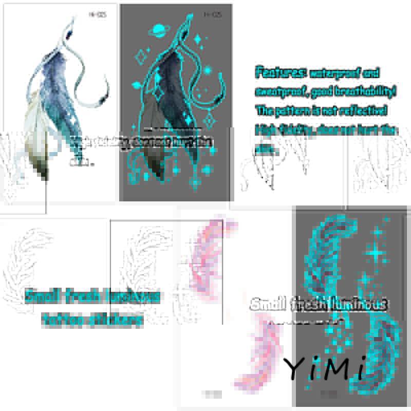 Miếng Dán Hình Xăm Dạ Quang Màu Xanh Dương Độc Đáo Dùng Trang Trí