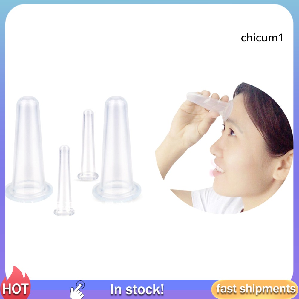 (Hàng Mới Về) Set 4 Cốc Mát Xa Cơ Thể Bằng Silicon Tự Nhiên Chống Cellulite