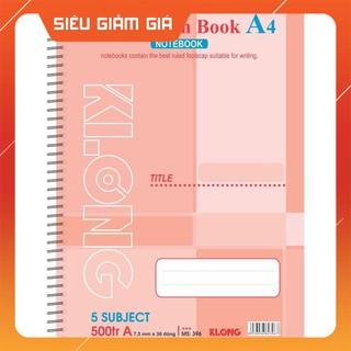 Sổ lò xo đơn A4 Klong Composition Book - 500 trang;MS 396 - sỉ ib