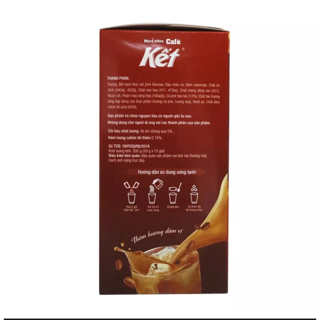 [Mã 77FMCGSALE1 giảm 10% đơn 250K] CÀ PHÊ KẾT 3 TRONG 1[ HỘP 15 GÓI x 20G]. Tặng bình thủy tinh cao cấp. | BigBuy360 - bigbuy360.vn