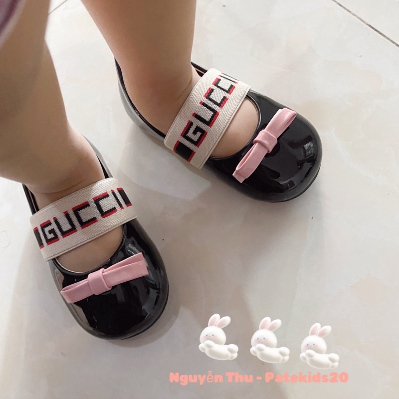 Giầy búp bê cho bé gái, giầy bệt nơ da bóng mềm êm chân cho bé gái size từ 1 đến 6 tuổi