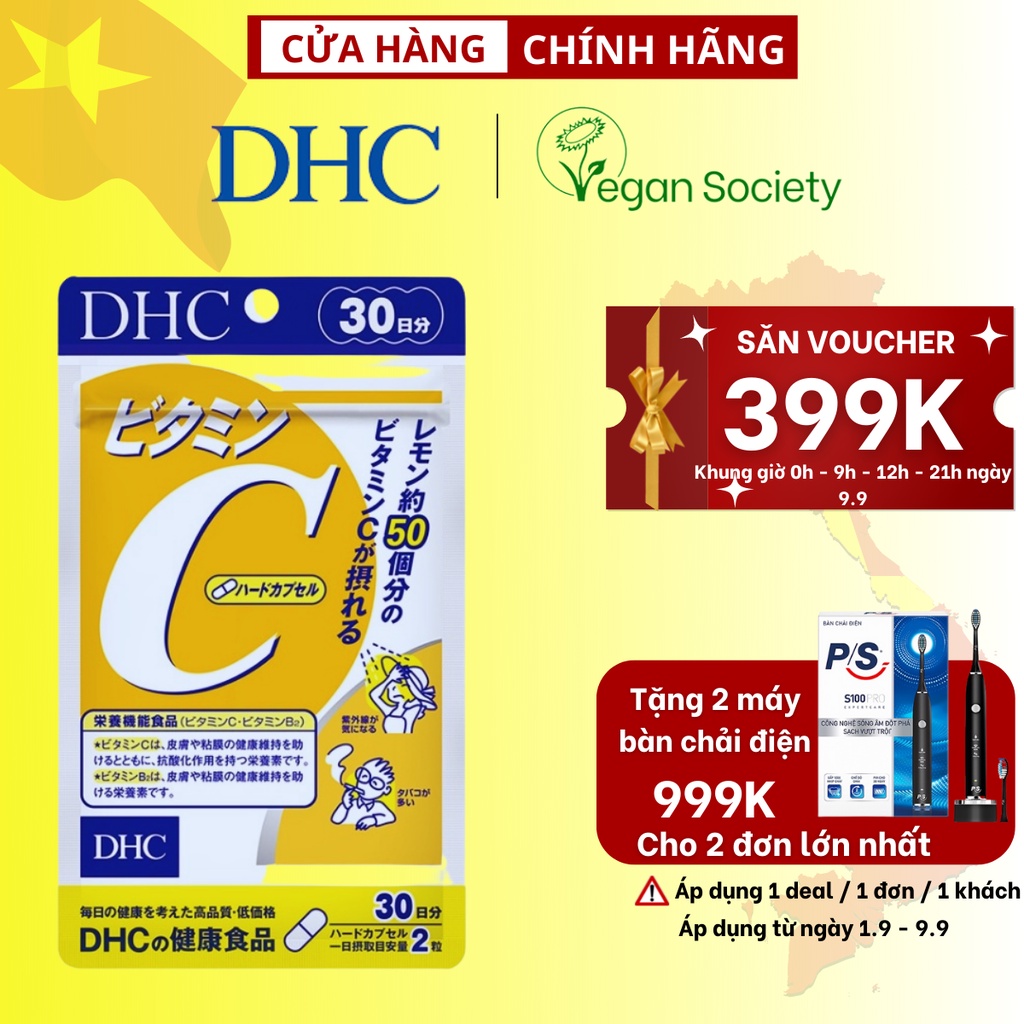 Viên uống DHC bổ sung vitamin C Nhật Bản giúp sáng da, mờ thâm, ngừa mụn, tăng đề kháng