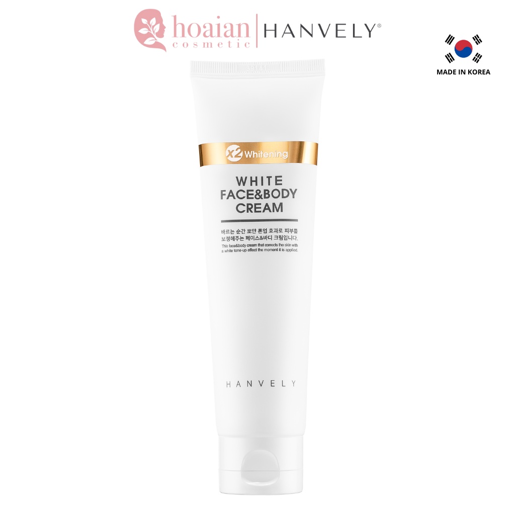 Kem Trắng Da Hanvely White Face & Body Cream dưỡng trắng da mặt và toàn thân 120ml