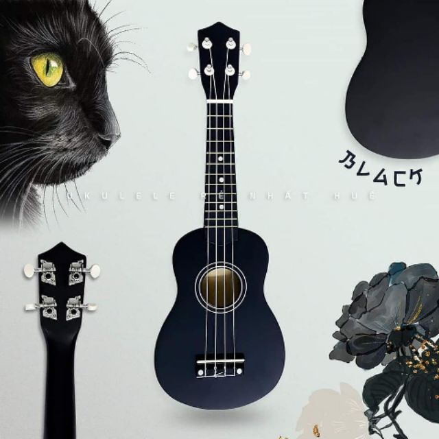 Combo đàn ukulele đen + Bao đàn