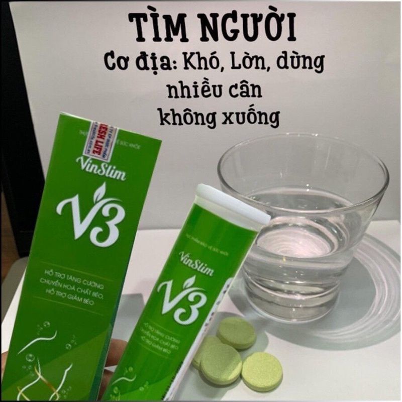 [MẪU MỚI] Viên Sủi Giảm Cân V3 Vinslim Chính Hãng, Hộp 20 Viên, Đánh Bay Mỡ Thừa, Phù Hợp Mọi Cơ Địa, Giảm Cân Hiệu Qủa
