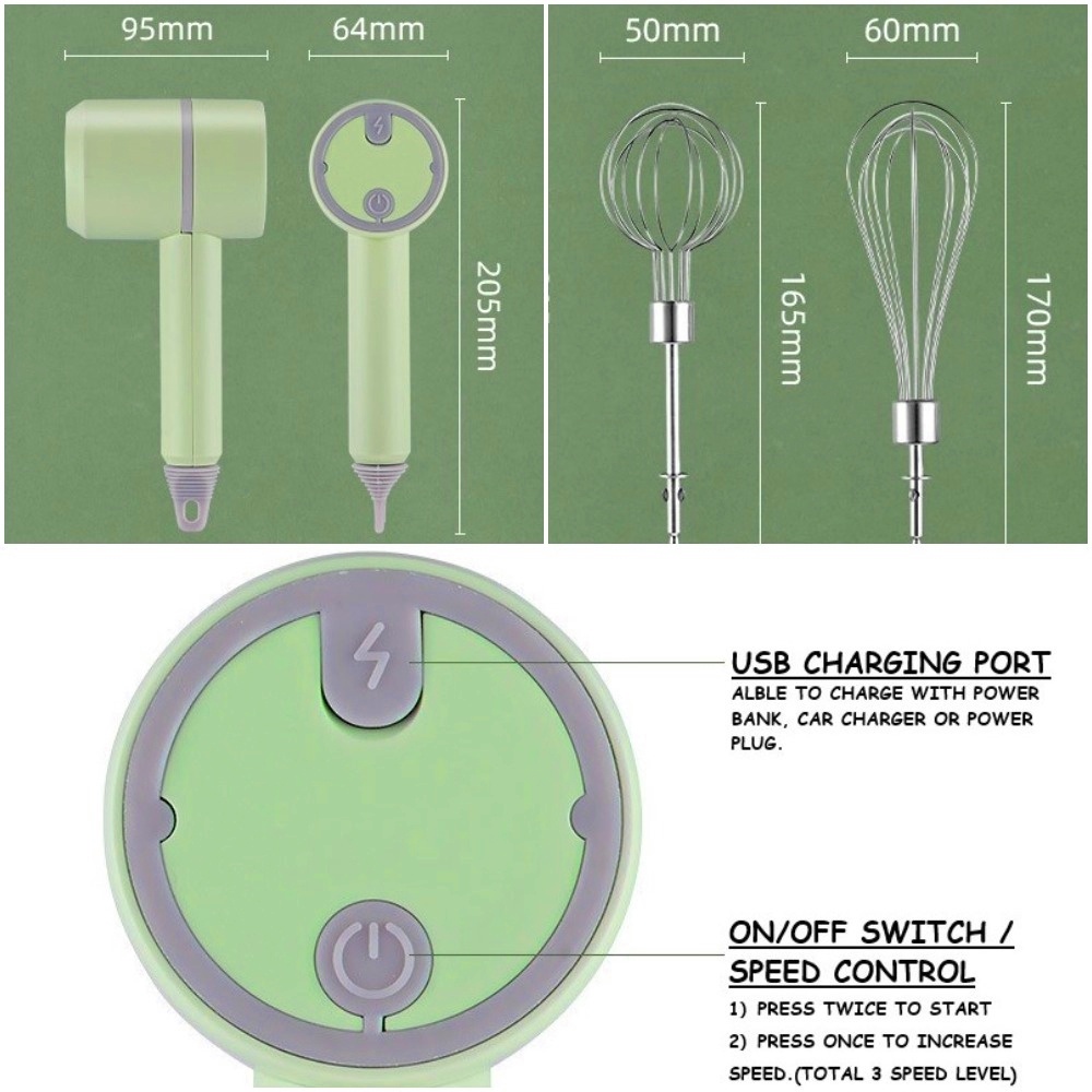 Máy Đánh Trứng Làm Bánh Kem Mini Cầm Tay Tự Động Sạc Pin Được Tiện Lợi Cho Gia Đình