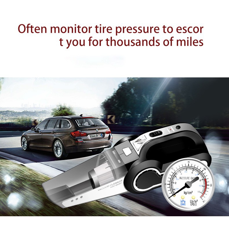 Máy Hút Bụi Ô Tô - Máy Bơm Lốp Ô Tô - Đa Năng 4 Trong 1 Vacuum Cleaner