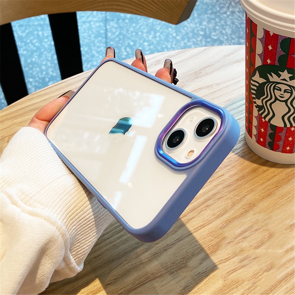 Ốp Điện Thoại Silicon Trong Suốt Viền Kim Loại Sang Trọng Chống Sốc Cho iPhone 13 12 Mini 11 Pro XS Max XR X 7 8 Plus