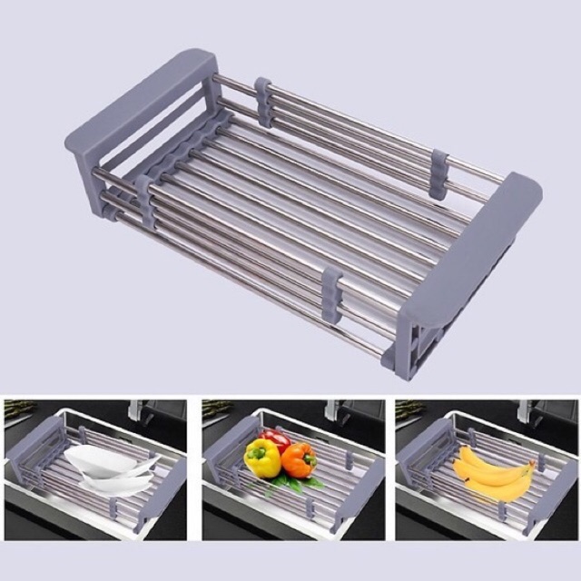 [ FREE SHIP] Rổ rút nhựa inox đa năng dùng cho các loại chậu rửa bát thông dụng