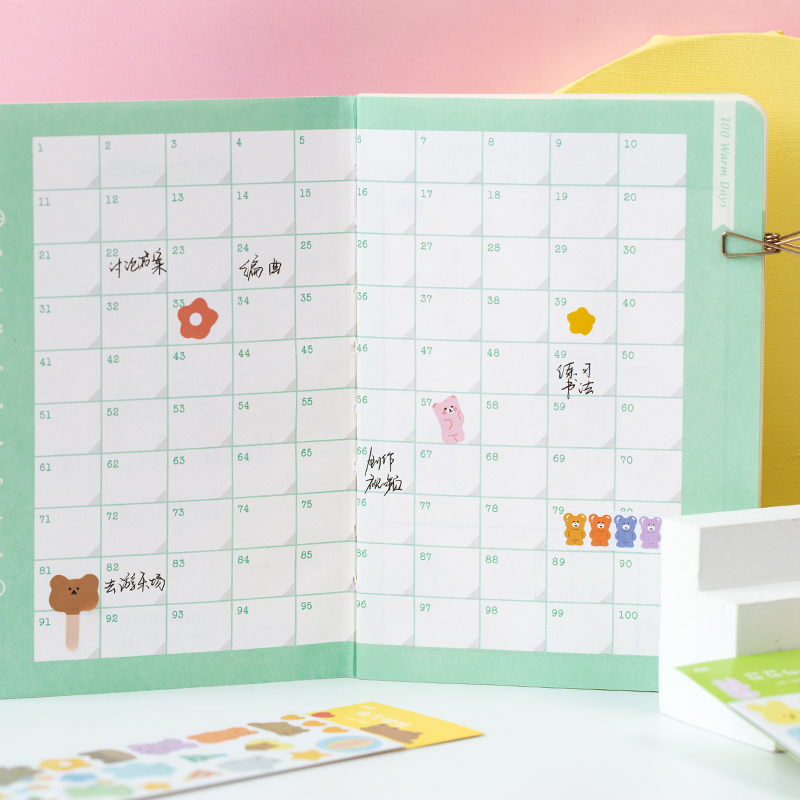 Set 4 tấm nhãn dán trang trí album hình gấu dễ thương từ PVC DIY