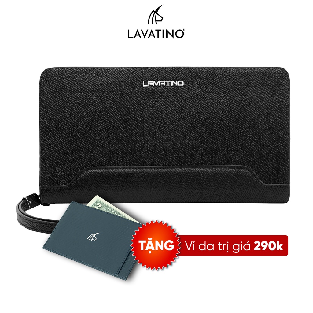 [Tặng Ví Card Holder EPI 07] Ví Nam Cầm Tay DOMIC Clutch Da Bò Thật Cao Cấp Thiết Kế 1 Khoá Chính Hãng LAVATINO - CLB15