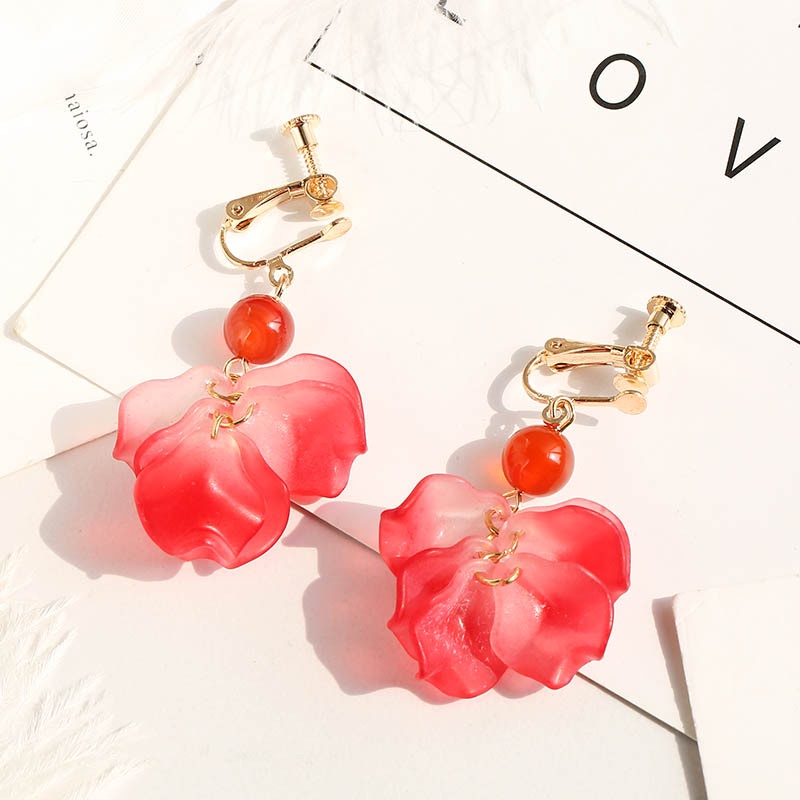 Khuyên Tai Tua Rua Hình Hoa Bằng Nhựa Acrylic Phong Cách Hàn Quốc Cho Nữ