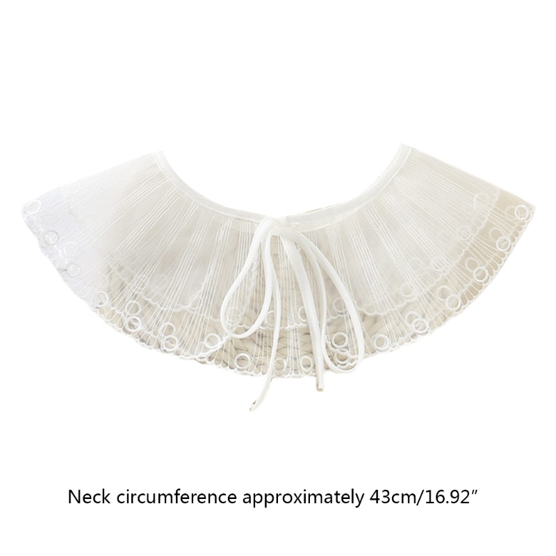 Vòng Cổ Áo Giả Hai Lớp Thắt Nơ Thêu Họa Tiết Sọc Dành Cho Nữ