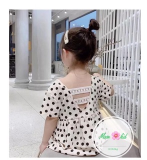 VÁY NƠ CHẤM BI LƯNG ĐAN BÉ GÁI