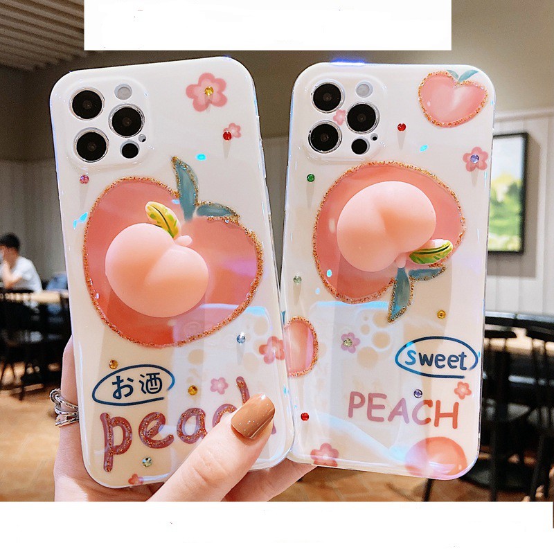 Ốp điện thoại họa tiết quả đào xinh xắn cho iPhone 7/8/7plus/8plus/SE2/XSMAX/XR/X/XS/11/11promax/12mini/12/12pro