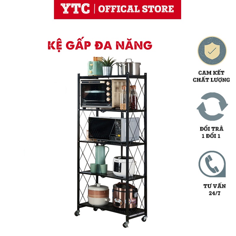 Kệ sắt YTC 4 5 tầng nhà bếp có bánh xe