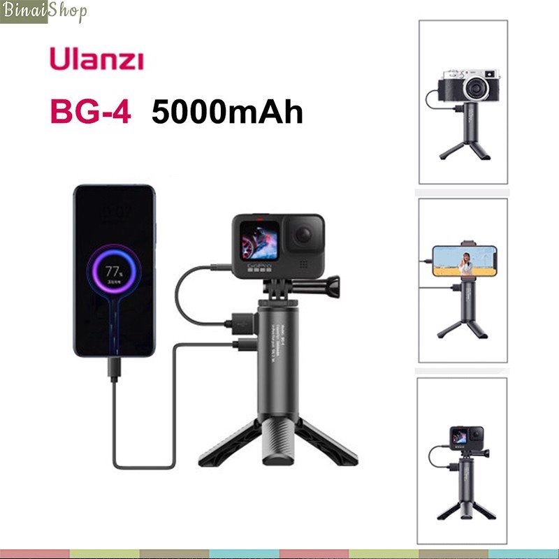 Ulanzi BG-4 - Tripod Tích Hợp Pin Sạc Dự Phòng 5000mAh Cho Điện Thoại, Gopro, Máy Ảnh DSLR