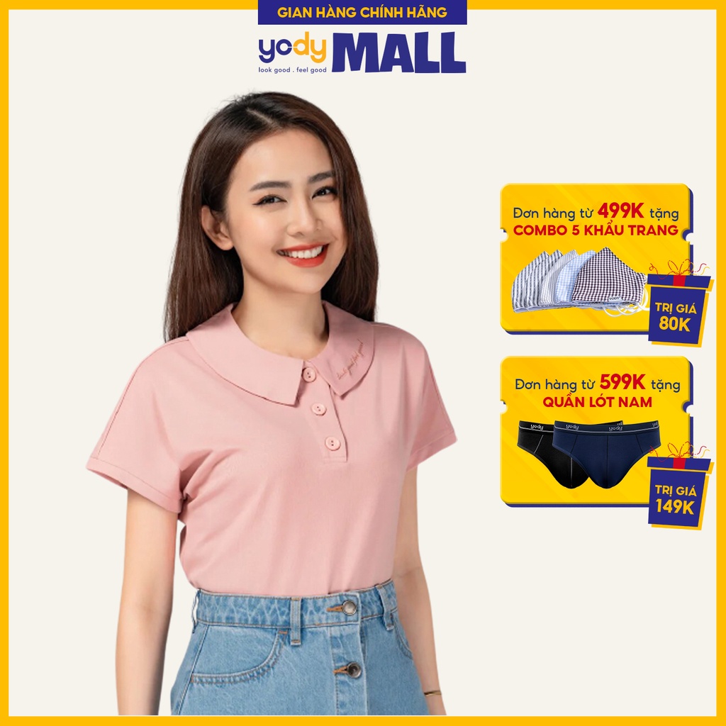 Áo phông Polo nữ cổ sen YODY chất liệu cotton thấm hút tốt nhiều màu APN3732 | BigBuy360 - bigbuy360.vn