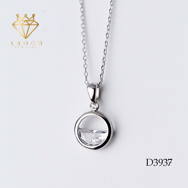 Dây chuyền bạc Ý s925 mặt đá tròn xinh tươi D3937 - AROCH Jewelry