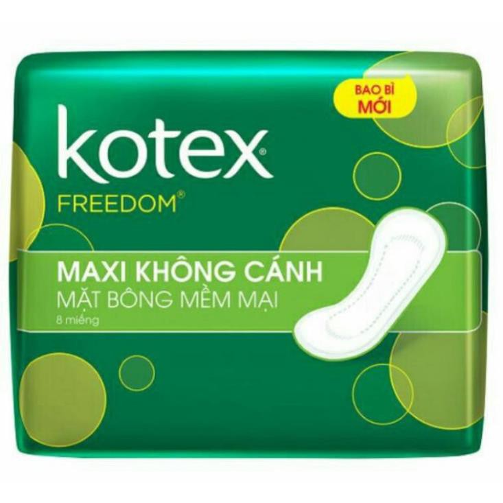 Băng Vệ Sinh Kotex Freedom Maxi Dày Không Cánh Mặt Bông Gói 8 Miếng Dài 23cm 1gói