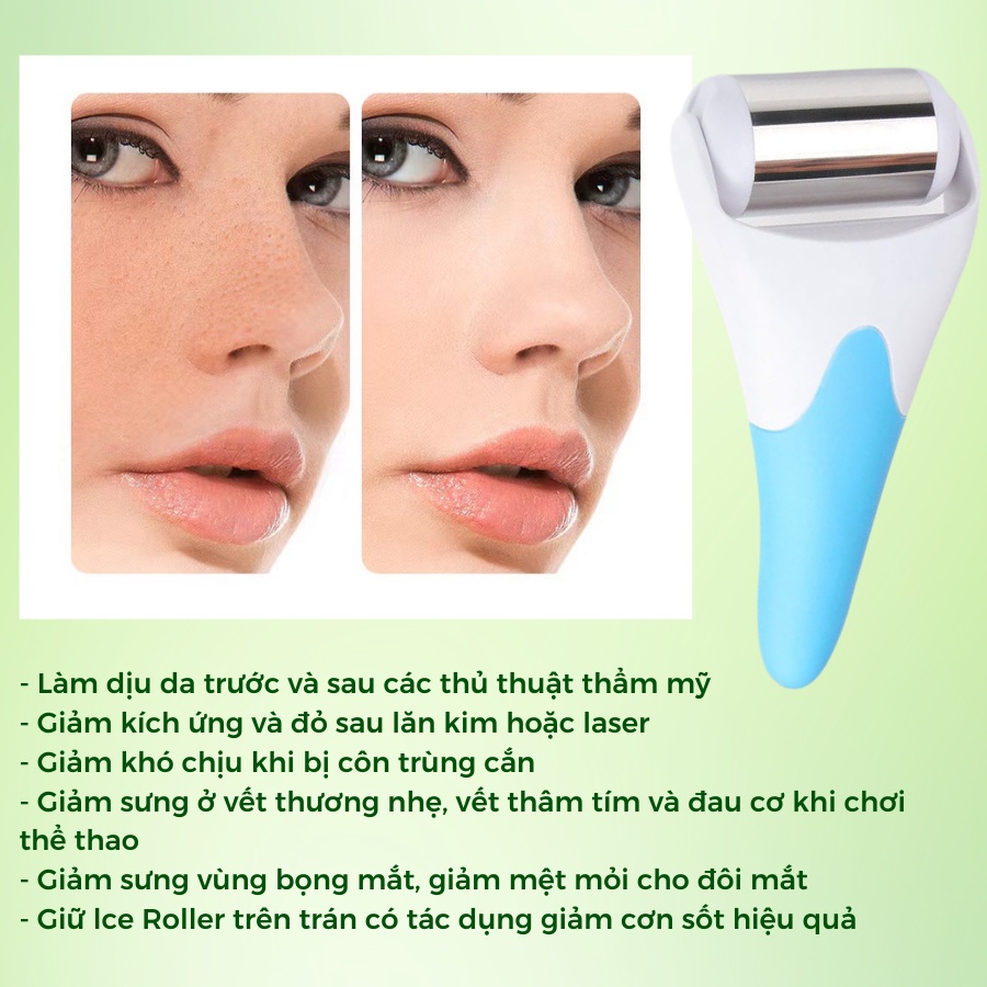 THANH LĂN ĐÁ LẠNH HÀN QUỐC, CÂY LĂN MASSAGE MẶT, GIẢM NẾP NHĂN CHỐNG LÃO HOÁ ICE ROLLER IR01