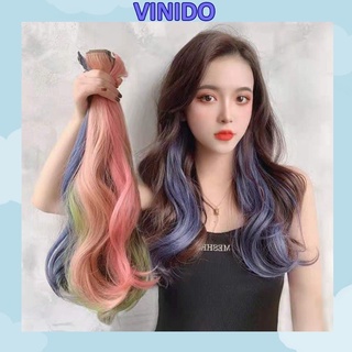 Tóc giả màu Vinido tóc xoăn giả highlight màu khói cá tính TG17