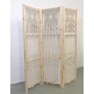 Macrame Lá - Vách ngăn macrame trang trí màu trắng