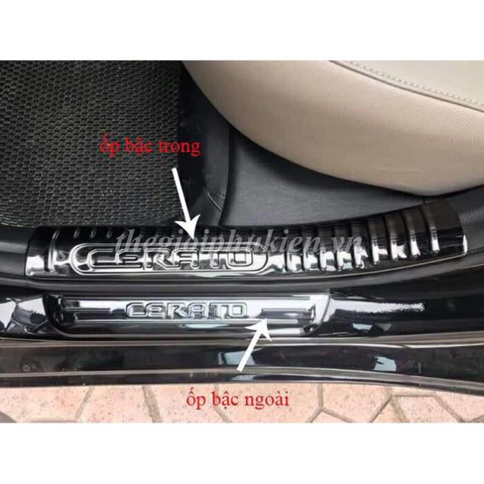 Ốp bậc cửa, Nẹp bước chân xe Kia Cerato 2016-2018 - chất liệu Titan (hàng cao cấp) tặng keo trợ dính