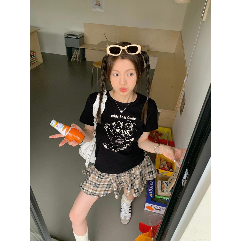 Áo Thun Cộc Tay Cổ Tròn In Hình Gấu 63346