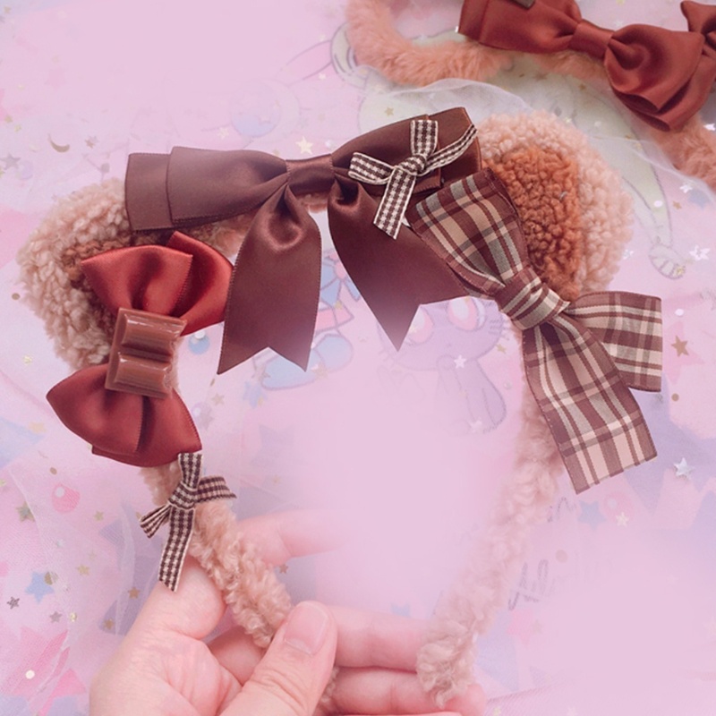 Băng Đô Tai Mèo Đính Lông Xù Phong Cách Lolita Đáng Yêu