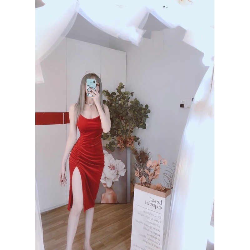 Đầm body 2 dây nhũ phom siêu sexy Ls65