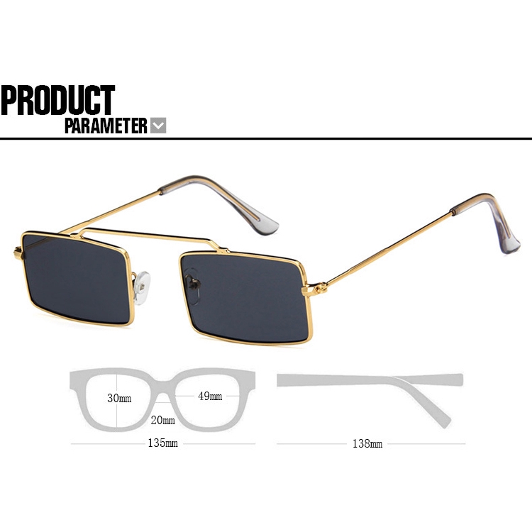 Kính Mát Gọng Kim Loại Hình Chữ Nhật Phong Cách Retro