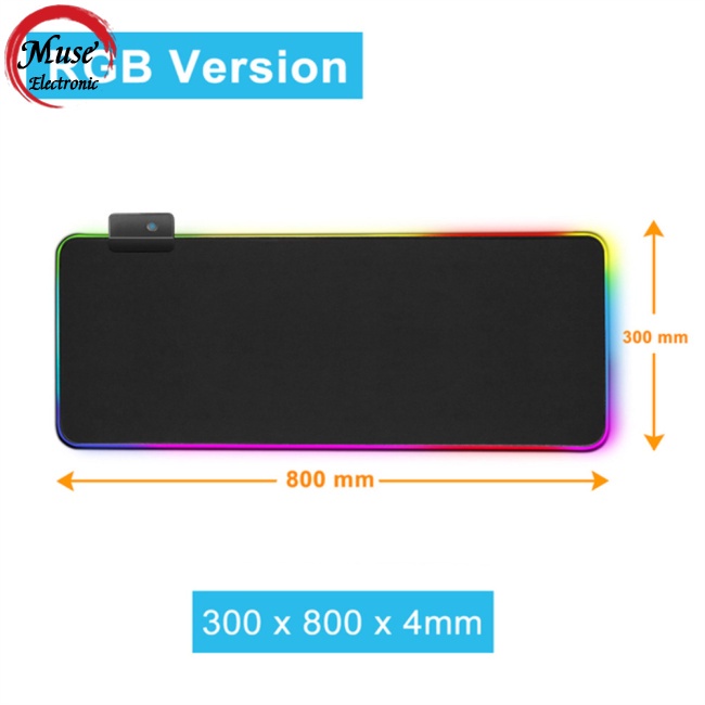 Tấm Lót Chuột Cao Su Rgb Siêu Mịn Chống Trượt 13 Chế Độ Có Đèn Nền