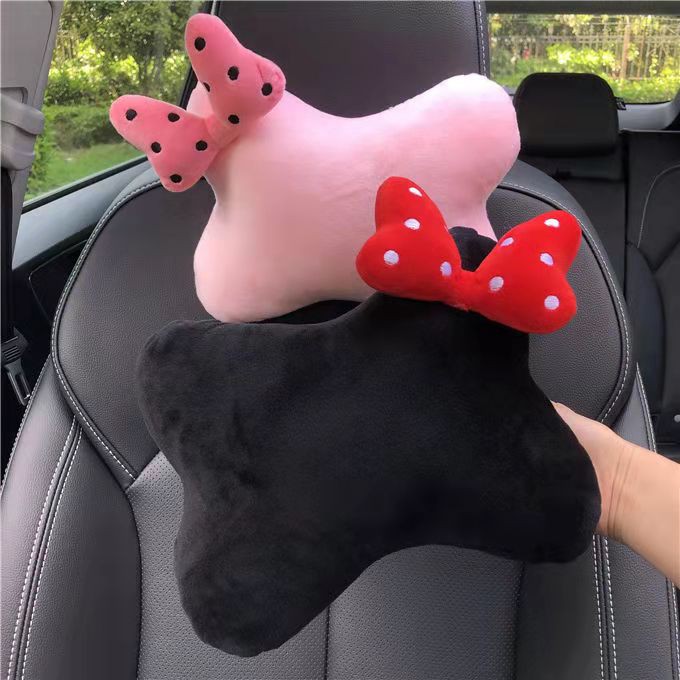Ready Stock Bowknot Car Headrest Neck Pillow Cute Cartoon Car Pillow Pillow Creative Fashion Car Pillow Waist Pillow Female ZAnF