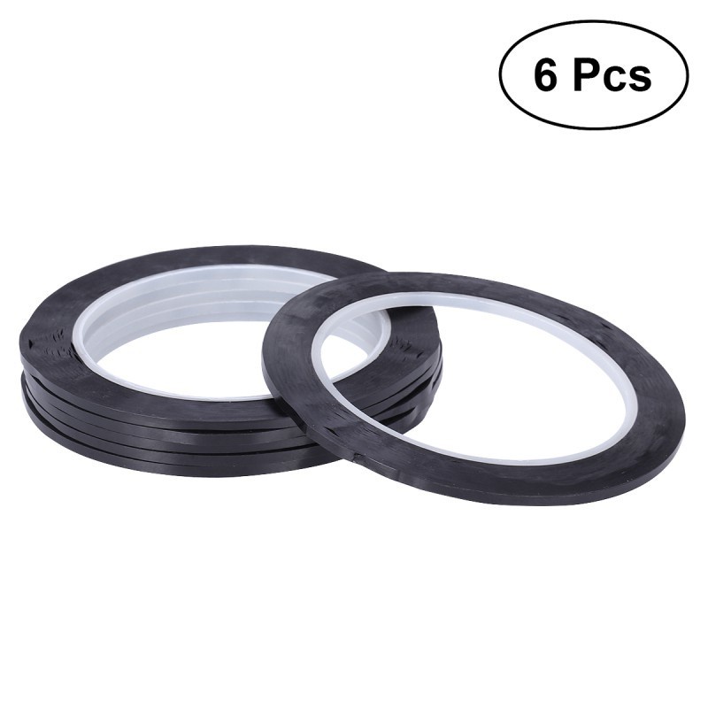 Set 6 cuộn băng keo dán bảng nhỏ rộng 3mm màu đen chuyên dụng cho họa sĩ chất lượng cao