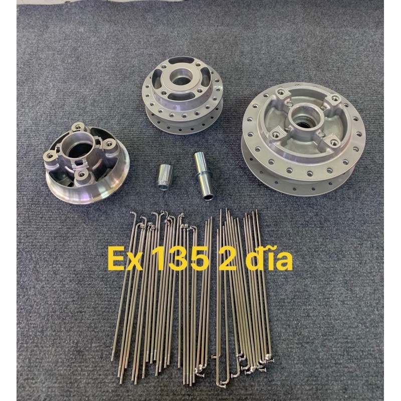 Đùm EXCITER 135cc 2 đĩa trước/sau +2 óng canh đạn +cùi dĩa+2 bánh căm macrom