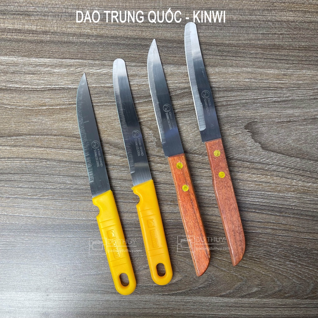 Dao gọt hoa quả đa năng siêu sắc bén, không gỉ cán vàng - cán gỗ, mũi tròn - mũi nhọn chính hãng Thái Lan có tem Kiwi