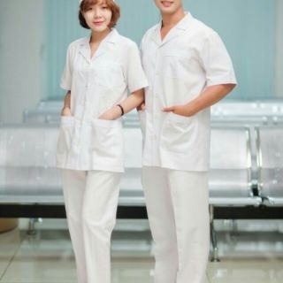 Áo Blue y tá dáng ngắn